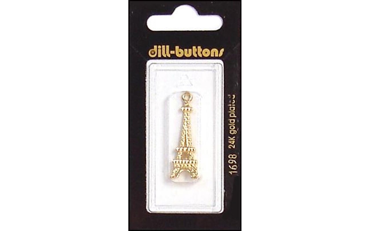 Dill Buttons 35mm 1pc Charm Gold Eiffel Tower